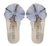 Scarpe da donna estive nuove grandi dimensioni sandali con zeppa cava semplice fiore fondo spesso casual per 7, Viola, 40 EU
