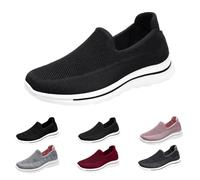 Scarpe da donna estive, per il tempo libero, da donna, suola spessa, antiscivolo, scarpe da passeggio, scarpe basse per anziani, suola solida, scarpe da corsa traspiranti, Nero , 39 EU