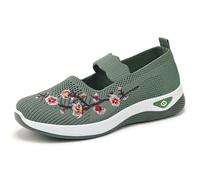 Scarpe da Donna Estive Pianta Larga Comode Ortopediche Basse Sneakers Donna Eleganti Traspiranti Antiscivolo Slip On Sneakers Scarpe Ginnastica Leggere Senza Lacci Casual Barefoot (41, Verde)