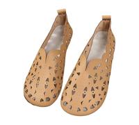 Scarpe da donna estive taglie forti, scarpe da balletto, leggere, traspiranti, chiuse, piatte per il tempo libero, scarpe in pelle cava, eleganti boho larghe, vestibilità singola, marrone, 39 EU