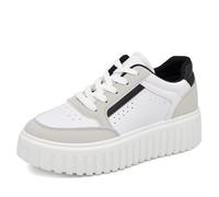 Scarpe da Donna Ginnastica Sneakers Sportive Casual con Lacci Platform A131 Bianco/Nero N.38