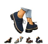 Scarpe da donna impermeabili e non slip, con lacci spessi e solati, per lavoro, lavoro, ufficio, feste, casual, blu navy, 39 EU