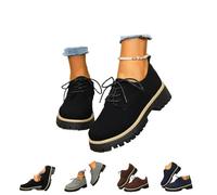 Scarpe da donna impermeabili e non slip, con lacci spessi e solati, per lavoro, lavoro, ufficio, feste, casual, Nero , 39 EU