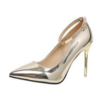 Scarpe da donna impermeabili rosse per la primavera e : tacchi alti da donna con fibbia, tacchi alti stretti con punta a punta, scarpe alte da donna tacco nero anteriore aperto tacco 5 cm, gold, 36 EU