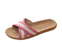 Scarpe da donna in paglia, pantofole da donna, estive, antiscivolo, da spiaggia, per attività all'aperto, con intarsi, per attività all'aria aperta, scarpe da spiaggia, Colore: rosa., 35 EU