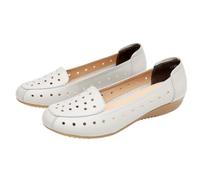 Scarpe da Donna in Pelle Cava comode e Leggere Mocassini in Vera Pelle Mocassini Casual Slip-on Traspiranti Scarpe da Passeggio alla Moda,Grigio,36 EU