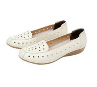 Scarpe da Donna in Pelle Cava comode e Leggere Mocassini in Vera Pelle Mocassini Casual Slip-on Traspiranti Scarpe da Passeggio alla Moda,off White,38 EU