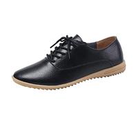 Scarpe da donna in pelle con lacci vintage, alla punta, piatte, pumps alla moda, da lavoro, con ala, da ufficio, classiche e alla moda, scarpe da donna, scarpe da lavoro, monocromatiche, casual