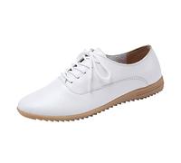 Scarpe da donna in pelle con lacci vintage, alla punta, piatte, pumps alla moda, da lavoro, con ala, da ufficio, classiche e alla moda, scarpe da donna, scarpe da lavoro, monocromatiche, casual