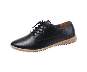 Scarpe da donna in pelle con lacci vintage, alla punta, piatte, pumps alla moda, da lavoro, con ala, da ufficio, classiche e alla moda, scarpe da donna, scarpe da lavoro, monocromatiche, casual