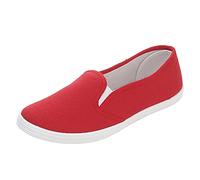 Scarpe da donna in tela, basse, senza lacci, morbide, con suola in gomma, mocassini piatti da donna, scarpe basse alla moda, morbide, con rinforzo laterale elasticizzato, Rosso, 39.5 EU