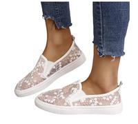 Scarpe da donna in tessuto, eleganti e confortevoli, scarpe da donna in pizzo, leggere, comode, estive, in tessuto, eleganti costumi da sposa, Dirndl, scarpe da ginnastica piatte bianche