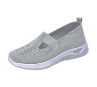 Scarpe da donna in tessuto ortopedico traspirante morbido andare a piedi slip on schiuma scarpe slip in sneakers supporto arco spiaggia diapositive donna, Grigio, 40.5 EU