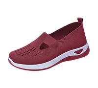 Scarpe da donna in tessuto ortopedico traspirante morbido Go Walking Slip Foam Shoes Slip in Sneakers Arch Support Sandali Donna, vino, 37 EU