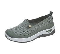 Scarpe da donna in tessuto ortopedico traspirante morbido Go Walking Slip on Diabetic Foam Shoes Hands Free Slip in Sneakers Arch Support, Verde, 39 EU