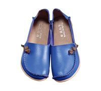 Scarpe da donna in vera pelle bovina, scarpe da madre, scarpe elastiche per ragazze top casual impermeabili, Blu, 40 EU