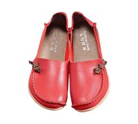 Scarpe da donna in vera pelle bovina, scarpe da madre, scarpe elastiche per ragazze top casual impermeabili, Colore: rosso, 39 EU