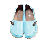 Scarpe da donna in vera pelle bovina, scarpe da madre, scarpe elastiche per ragazze top casual impermeabili, Celeste., 37 EU