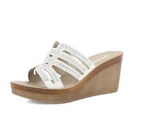 inblu Ciabatte Donna Multifascia in Ecopelle con Strass e Plantare Imbottito, Zeppa 7,5cm, Sandali, 39 EU