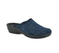 inblu Ciabatte Donna Invernali Ciabatte Donna Tessuto Morbido Ricamo Fiori a Zeppa BJ0139 (Blu Navy, 39)