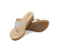 inblu Ciabatte Donna Infradito Brillantini con Zeppa e Plateau, Plantare in Pelle Imbottito, Ghiaccio, 37 EU