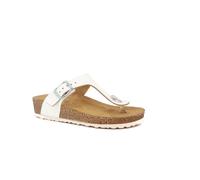 inblu Ciabatte Infradito Donna Colorate con Fibbia Regolabile, Plantare in Vera Pelle Imbottito e Tacco Rialzato, Bianco, 39 EU