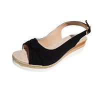 Scarpe da donna larghe H inverno estate tessuto solido muso di pesce zeppa sandali sandali traspiranti scarpe da giardino scarpe da donna glitter sandali ortopedici eleganti sandali con plateau, Nero