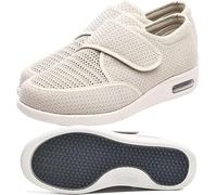Scarpe da Donna Larghe, Sneakers da Passeggio Leggere, Sneakers da Passeggio Leggere e Traspiranti con Chiusura Regolabile, Fondo con Cuscino d'Aria Antiscivolo per diabetici, Anziani, Piedi gonfi