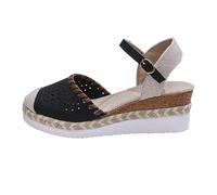 Scarpe da donna Marine Sneaker Donna Pacchetto Sandali Femminile Grandi Dimensioni Casual Con Spessa Cava Traspirante Fibbia Cinghie Sandali Romani Scarpe Da Donna 40, Nero , 43 EU