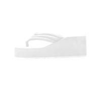 Scarpe da donna mocassino, scarpe da donna, calze lunghe da donna, tinta unita, da infilare, casual, punta aperta, piatte, morbide, con zeppa, per interni, bianco, 39 EU