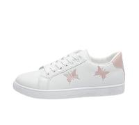 Scarpe da Donna Moda Sneakers Bianco Scarpe comode Traspiranti Casual Platform Sneakers Low Top Lace Up Footwer per Camminare Running Wedding