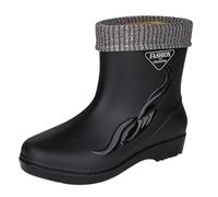 Scarpe da donna nere con tacco Pumps Women's Spring Summer Autumn and Winter Short Sleeved Cotton Rimovibile and Washable Outdoor Fashion Work Fishing Car Wash Kitchen Non Warm Rain Scarpe alte da