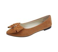Scarpe da donna nere eleganti tacco Autumn Light Suede Pointed Shallow Mouth Soft Bottom Bow Single Shoes Daily Incontri Commuting Large Size Ballet Outdoor Scarpe da donna impermeabili foderate
