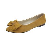 Scarpe da donna nere eleganti tacco Autumn Light Suede Pointed Shallow Mouth Soft Bottom Bow Single Shoes Daily Incontri Commuting Large Size Ballet Outdoor Scarpe da donna impermeabili foderate