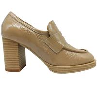 Scarpe da donna Nero Giardini E409600D mocassino tacco medio plateau pelle beige