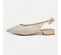 Scarpe da donna nuova moda primavera ed estate, in rete francese con strass, punta affusolata e suola piatta, con fiocco e slip-on, comode, eleganti e versatili, non stancano, i diamanti dorati sono m