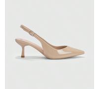 Scarpe da donna, nuove per primavera ed estate, con punta, tacco sottile e medio, color albicocca, comode e versatili, dal temperamento elegante, con tomaia bassa e lucida, cinturino alla caviglia, ad