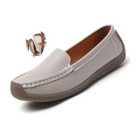 Scarpe da donna Orthopedic Loafers Breathable Leather, Wide Fit Leather Loafers Classic Moccasins Driving Shoes Work Office Nursing Shoes, grigio., 38 EU