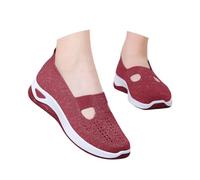 Scarpe da donna - Outdoor Bianca Basket senza lacci leggere ortopediche Basquettes Chic Confortevole Scarpe da corsa Ete Sneakers Ammortamento Accruto E Sollievo dei Piedi, rosso, 44 EU