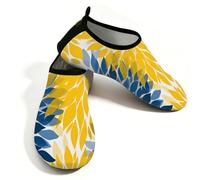 Scarpe da donna per sport acquatici, ad asciugatura rapida, da spiaggia, da nuoto, colore giallo e blu, con fiori di dalia, primaverili, senza lacci, per escursionismo, surf, yoga, Primavera di fiori