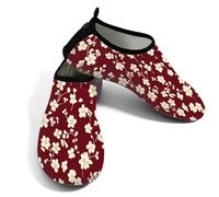 Scarpe da donna per sport acquatici ad asciugatura rapida, da spiaggia, da nuoto, colore rosso granata, stampa floreale, senza lacci, per escursionismo, surf, yoga, Stampa floreale rosso granata, 41