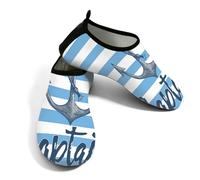 Scarpe da donna per sport acquatici ad asciugatura rapida, da spiaggia, da nuoto, con ancora nautica, blu, bianco, geometrica, senza lacci, calzini acquatici per escursionismo, surf, yoga, Ancora