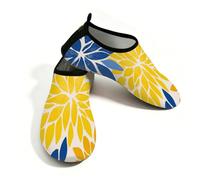 Scarpe da donna per sport acquatici ad asciugatura rapida, scarpe da spiaggia e nuoto, gialle e blu, motivo floreale con dalia, senza lacci, per escursionismo, surf, yoga, Giallo e Blu Dalia Floreale