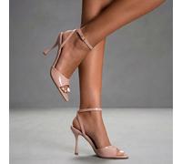 Scarpe da donna primavera nuove a punta rosa nudo con cinturino posteriore alla caviglia e punta aperta, sandali con tacco alto, semplici per il pendolarismo, sexy per feste e banchetti EUR36,EUR37,EU