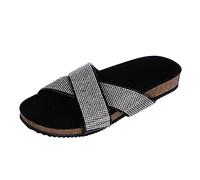 Scarpe da donna Primavera Pumps Flat Estate per il tempo libero Sandali Diamond da donna Pantofole da donna Scarpe da donna, Nero , 41 EU