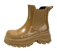 Scarpe da donna Punk Stivali Donna Non Calzini Interno Stivali da Pioggia Outdoor Gomma Scarpe Da Acqua Donna Stivali Da Pioggia Corto, Marrone, 39.5 EU