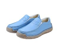 Scarpe da donna realizzate a mano, in morbida pelle, impermeabili, antiscivolo, per tutte le stagioni, ultra comode, per piedi nudi, retrò, larghi, scarpe da trekking, scarpe ortopediche, Azzurro, 40