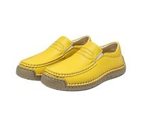 Scarpe da donna realizzate a mano, in morbida pelle, impermeabili, antiscivolo, per tutte le stagioni, ultra comode, per piedi nudi, retrò, larghi, scarpe da trekking, scarpe ortopediche, giallo., 41