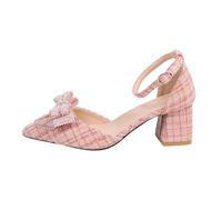 Scarpe da donna Sandali eleganti a punta e fiocco sul davanti, dotati di un comodo tacco largo, per scarpe basse e alla moda, perfetti per i viaggi e l'uso quotidiano., Rosa, 39 EU