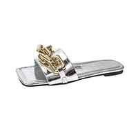 scarpe da donna scarpe da scrittura nere scarpe estive suola morbida moda piatta casual plaid all'aperto tinta unita scarpe nere per le donne, Argento, 38 EU